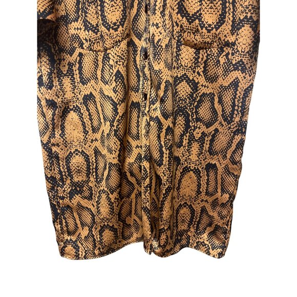 Zara Women's Snakeskin Print Long Sleeve Button Collared Midi Dress Size Large - Picture 5 of 11